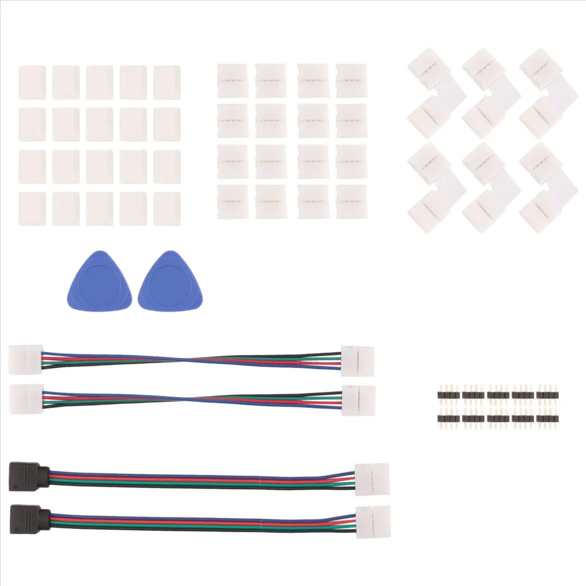 A64K LED Strip Connector 4 Pin 10mm Solderless RGB Light Strip Connector for 5050 SMD - Gapless Connectors,L Shape Connectors