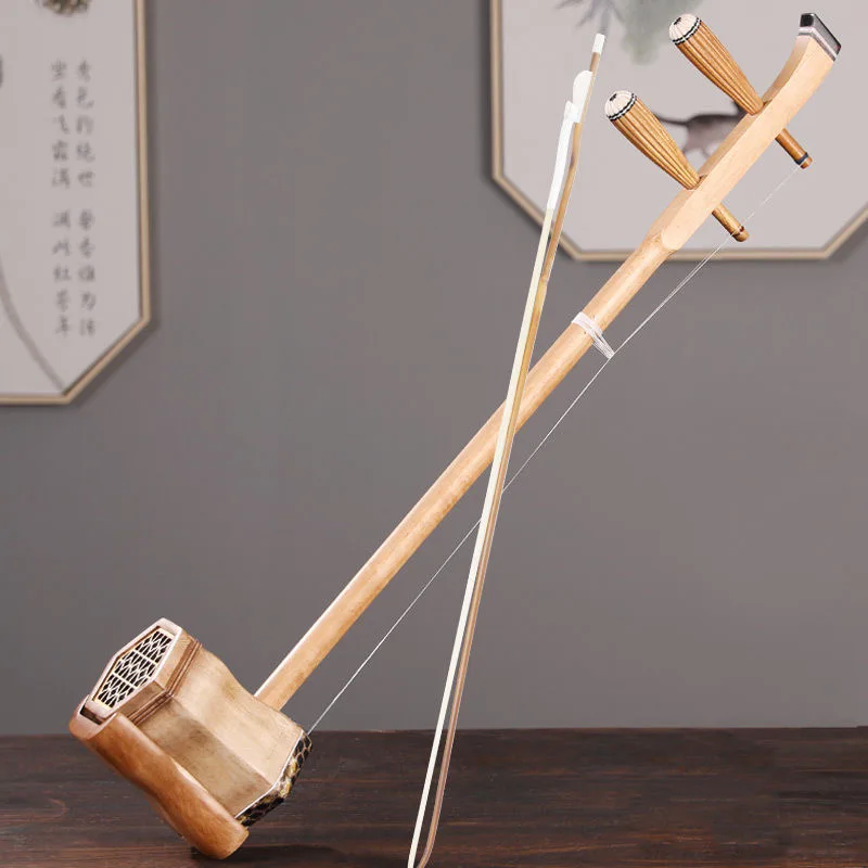 Wood Erhu Portable Chinese Traditional 2 String Musical Instruments Erhu for Beginners Urheen with Box