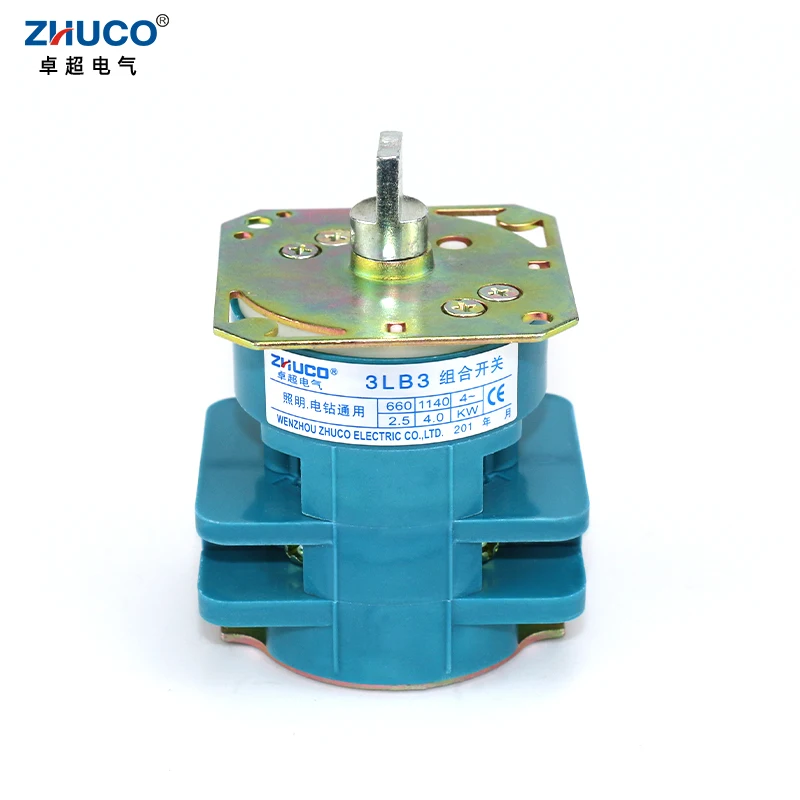 ZHUCO 3LB3-25 25A 660V 2 Positon 2 Pole 8 Screws Terminal Screws Explosion-proof Rotary Electric Changeover Cam Control Switch