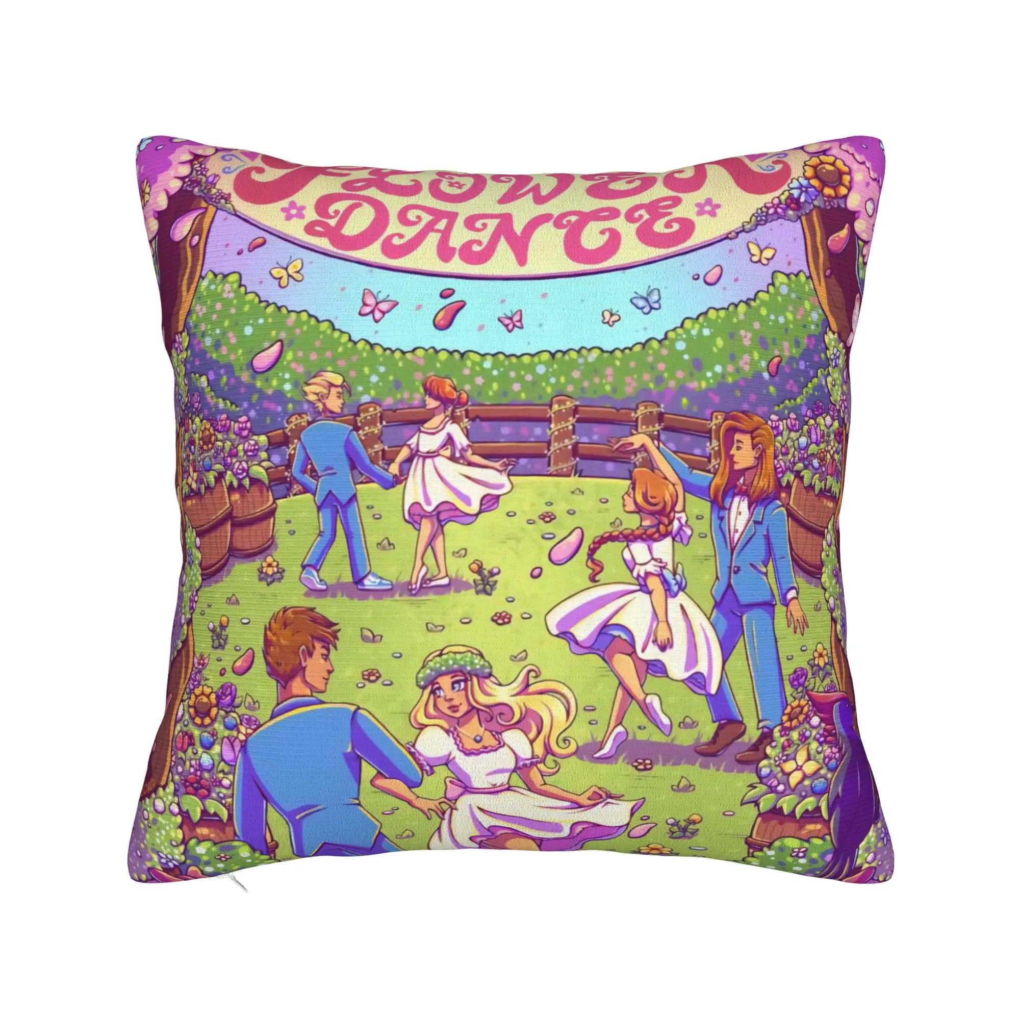 Funda de almohada Stardew Valley Flowers Dance, funda de almohada divertida para sofá, decoración del hogar, fundas de almohada suaves, regalo de cumpleaños