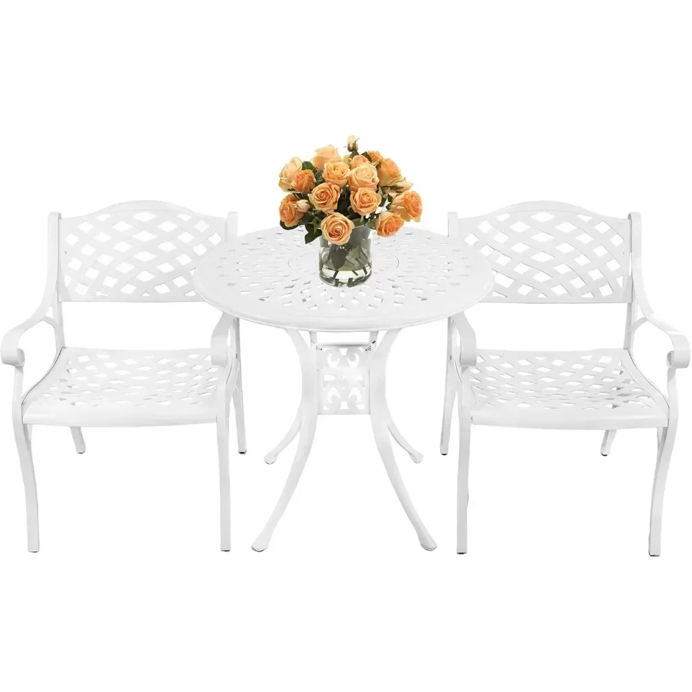 

Hot salesoutdoor patio table and chairs patio dining furniture set cast aluminum outdoor table and bistro chairs for garden (whi
