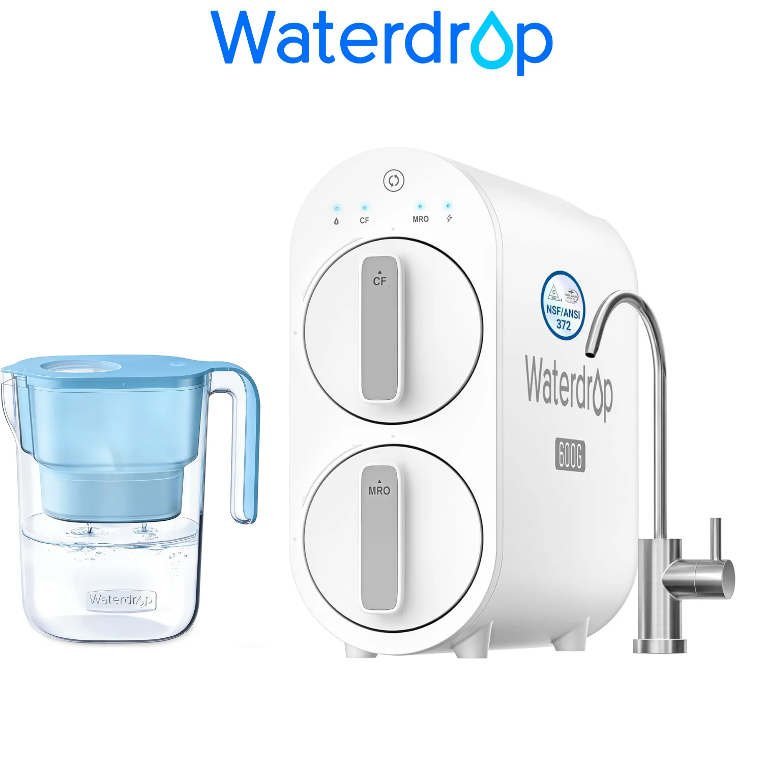 

Waterdrop G2P600 Reverse Osmosis System, Including Waterdrop Water Filter Pitcher with 1 Filter