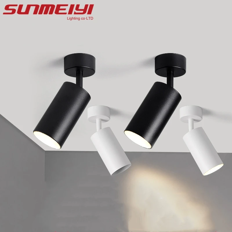 SUNMEIYI 표면 장착 화이트 블랙 LED 천장 조명, GU10 전구 교체 가능 벽 천장 램프, 360 ° 회전 가능