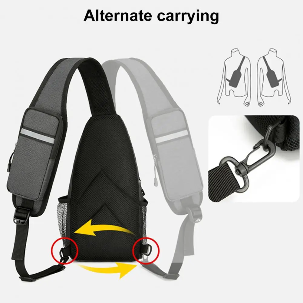 Men Crossbody Chest Bag Sports Bag with Hidden Earphone Hole Zipper Closure Chest Bag Sling Backpack bolso hombre sacoche homme