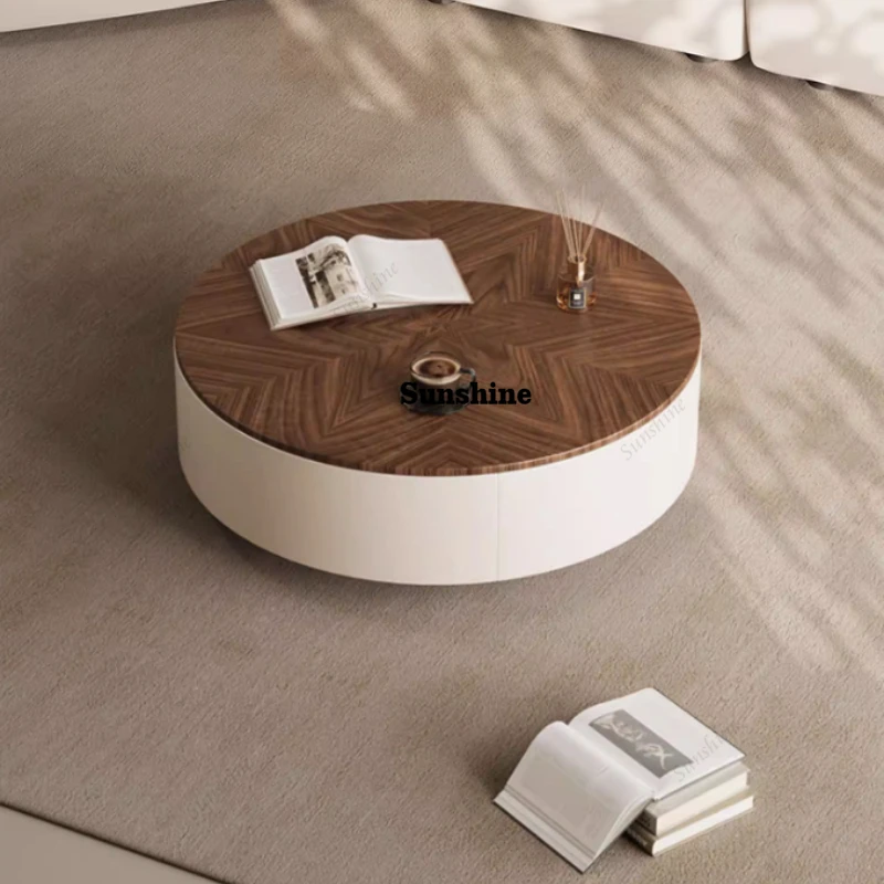 

Круглый деревянный журнальный столик в винтажном стиле с отсеком для хранения журналов, современная мебель для гостиной, предметы интерьера