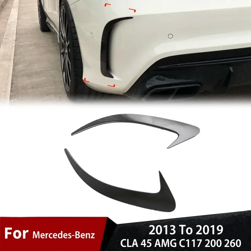 Rear Bumper Lip Spoiler for Mercedes-Benz CLA 45 AMG C117 200 260 2013 To 2019  Canards Splitter Air Vent Cover Body Kit Tuning