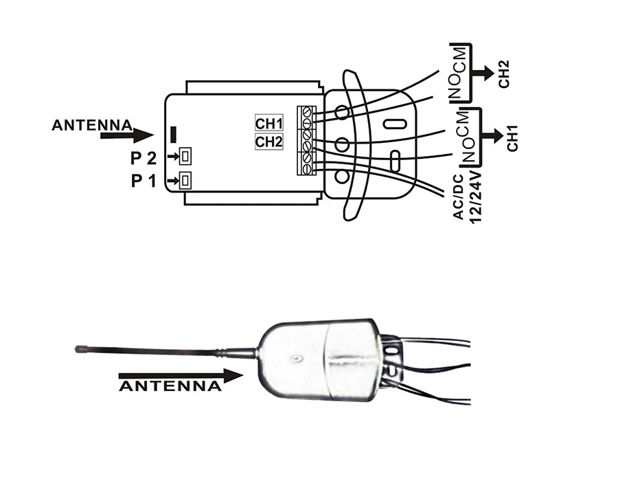 433MHz transmitter 2 channel controller switch, 433.92 MHzUniversal garage door opener, remote receiver