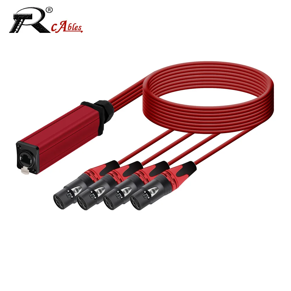 

4 Channel 3Pin XLR Female Multi Network Receiver to STP RJ45 Cat6 Ethernet Audio Cable for Stage Performances,Recording Studios