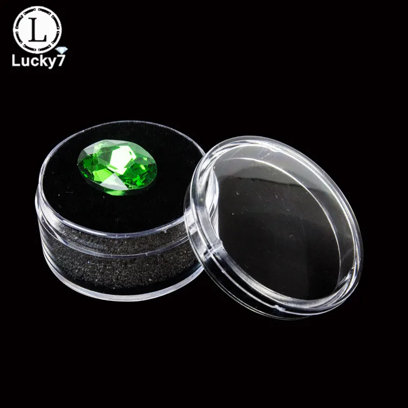 10 unids/lote caja redonda transparente de diamantes de imitación cuentas de plástico caja de joyería caja de almacenamiento organizador de embalaje de gemas