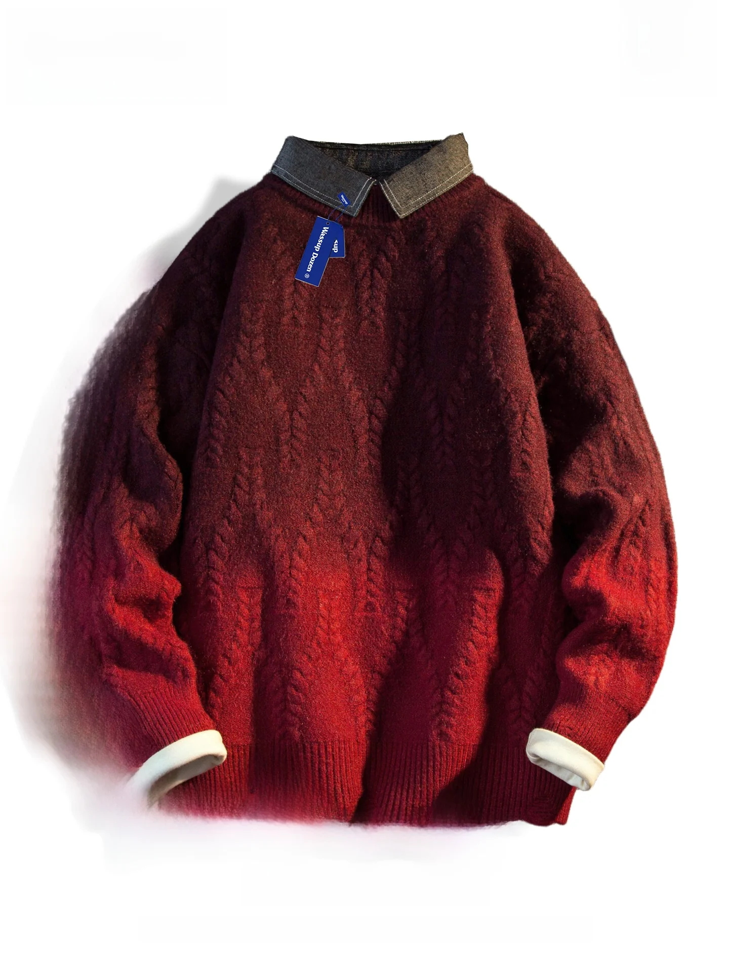 

Wassup Dozen Autumn 2025 New Red Knitted Sweater Women's College Sle Faionable Loose Fit Long Sve Warm And Comfortable