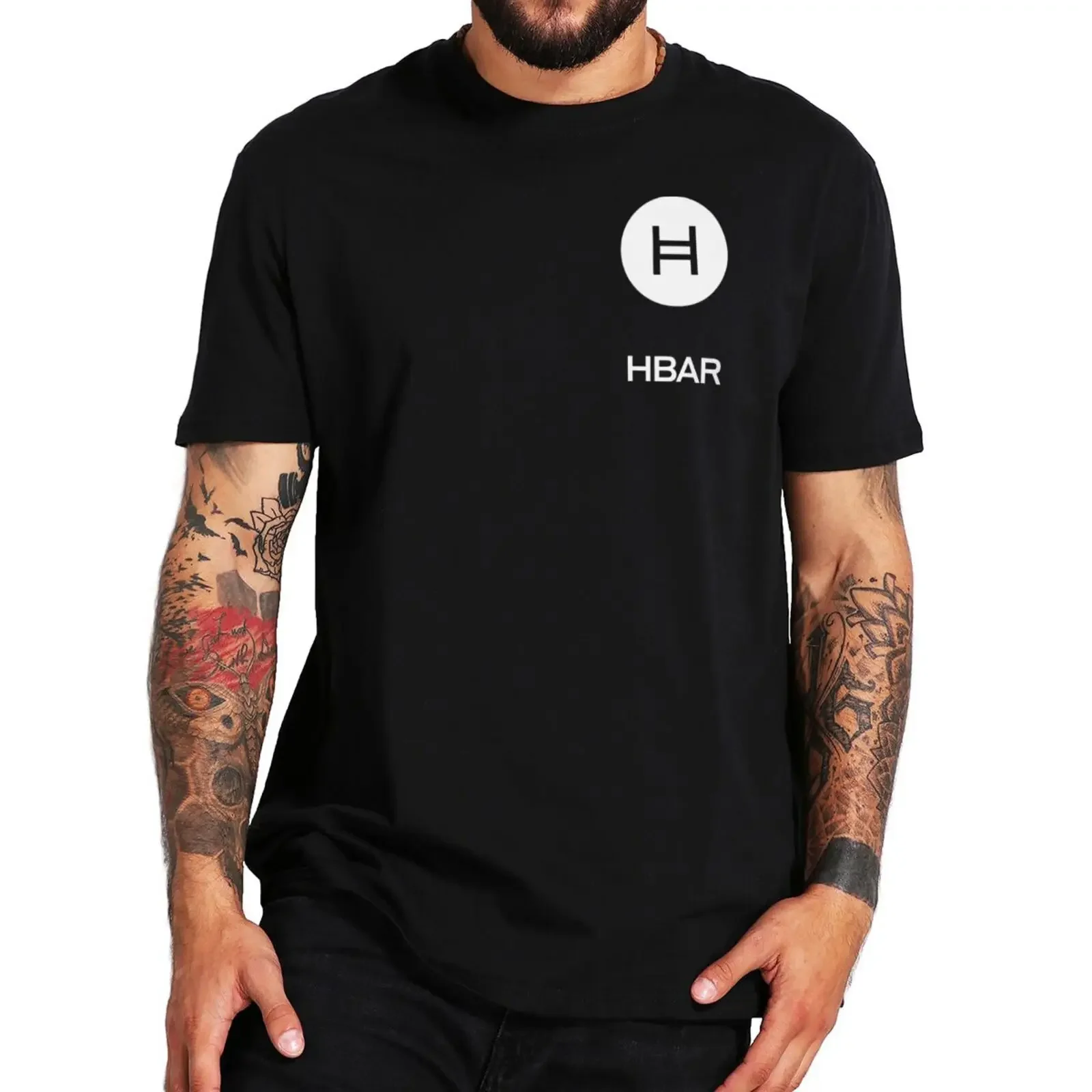 HBAR Crypto Cryptocurrency Coin Geek Short Sleeve 100% Cotton Unisex Casual Soft Tee Tops EU Size Hedera Hashgraph T Shirt