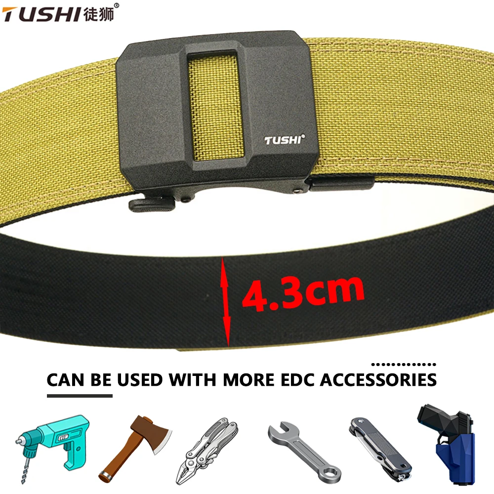 

TUSHI Official Genuine 43mm Hard Military Tactical Belt Alloy Buckle Multi-size Men's Police Duty Belt 1100D Nylon IPSC Gun Belt