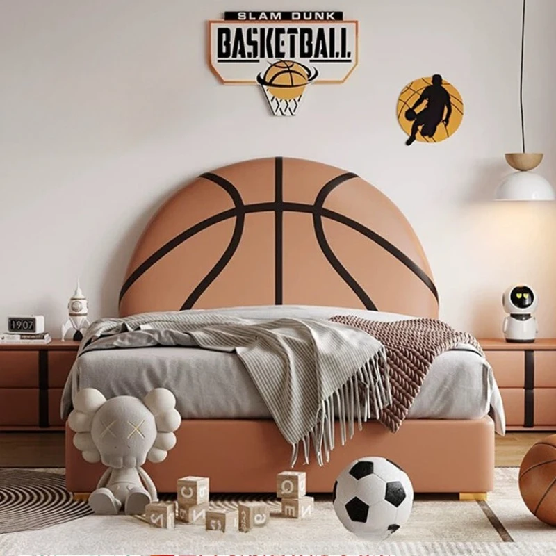 

basketball modeling bed cartoon creative Boy comfortable soft Single Bed 1.5 meters solid wood cama solteiro bedroom furniture