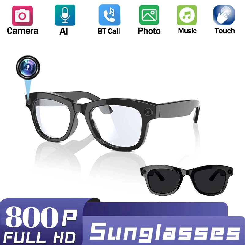 

2025 New 800w HD Smart Glasses UV Protective Voice Assistant Touch Control Hands-Free Sound Surround Local Music Smart Glasses
