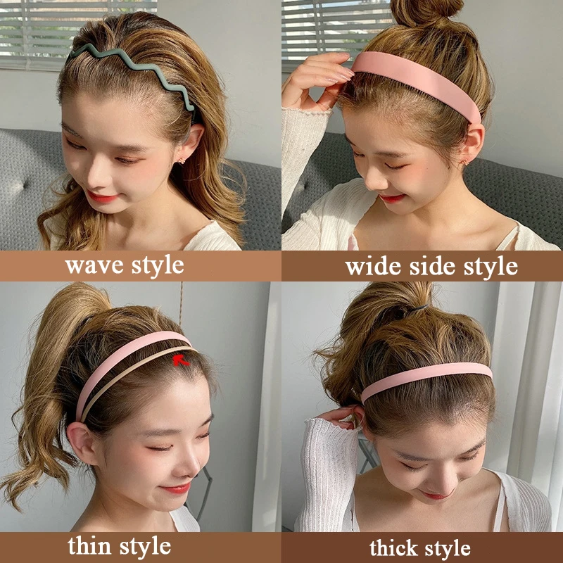 8PCS Set Fashion Hair Bands for Women Men Colorful Non-slip Headband Wave Resin Simple Hairband Girl Hair Accessories Headwear