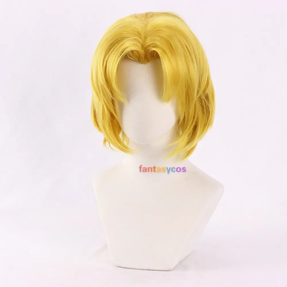 Akagi Ritsuko Wig Anime EVA Cosplay Yellow Short Heat Resistant Synthetic Hair for Halloween Costume Role Play Party + Wig Net