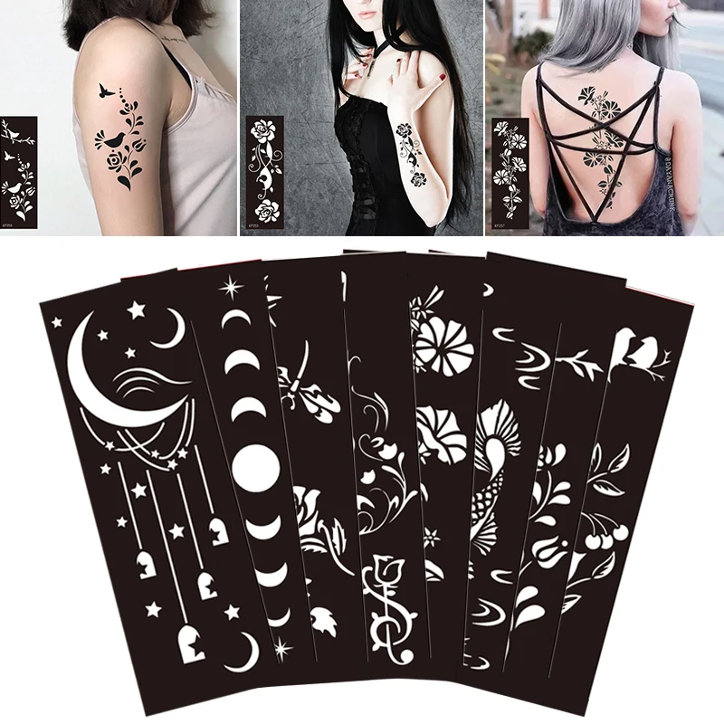 Self Adhesive Template Tattoo Hollow India Henna Tattoo Body Art Paint Tattoo Stencil New Women Beauty Wedding Makeup Fashion