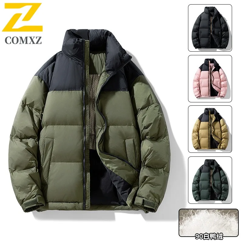 

COMXZ Premium Men Down Jacket Patchwork Outdoor Cycling Thickened Warm Parka Street Style Windproof Autumn Winter Coat