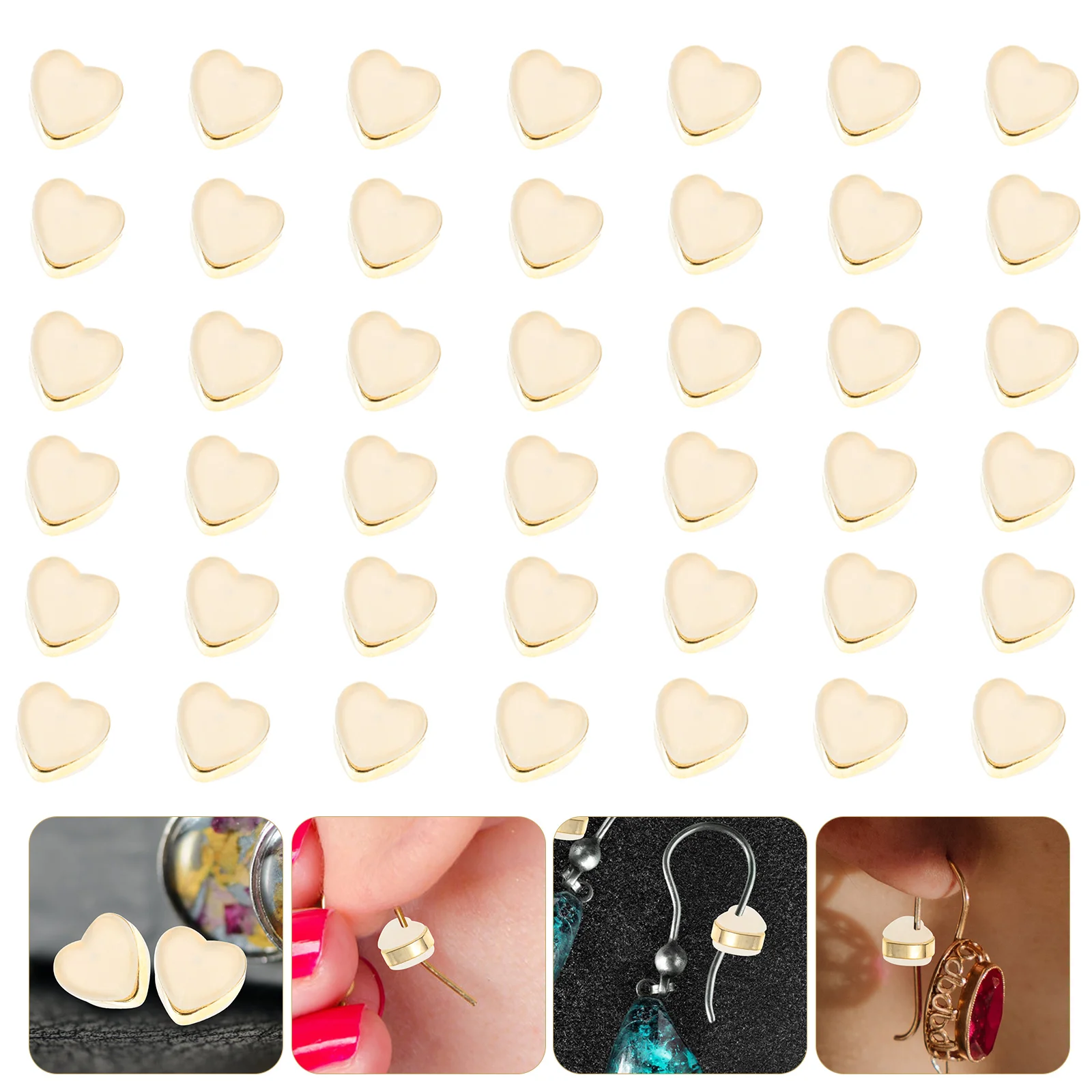 100 Pcs Love Earplugs Jewelry Accessories Handicraft Accesories for Earrings DIY Fashionable Backs Heart-shaped Perforation