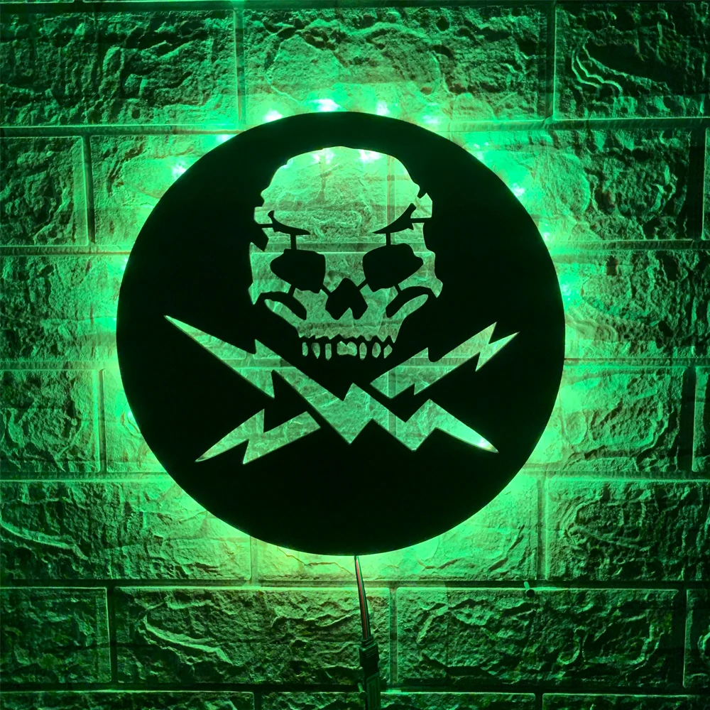 ZK30 Creative Skull LED Wall Lamp Home Decor Bedside Background Wall Sign Lamp USB Remote Control 16 Color Cable 2 Meters