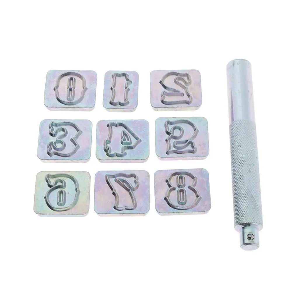 Punching Tools 10 Pieces Stamps Contain Number 0 ~ 8 for Objects