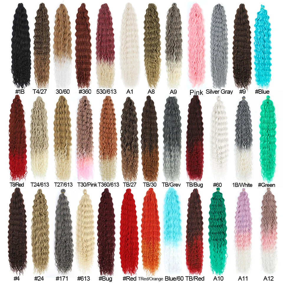 Extensions de cheveux au Crochet synthétique Ariel Curl eau bouclés tressage Extensions de cheveux pour femme Faux Locs Extensions de cheveux au Crochet