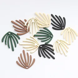 Hand-painted Alloy Geometric Irregular Seaweed Leaf Pendant Charm for DIY Earrings and Jewelry Making 20*22mm 10pcs/lot