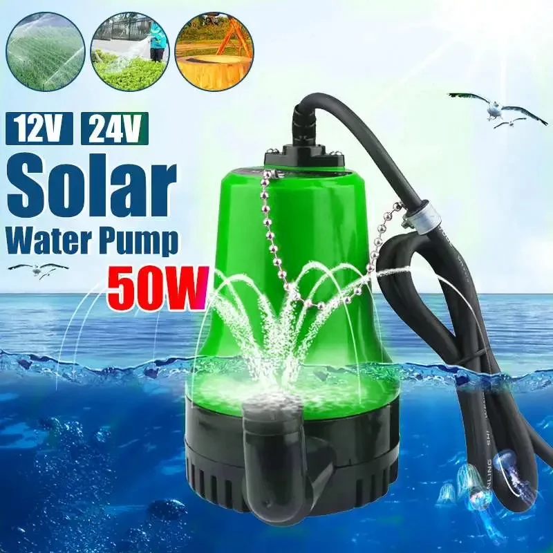 

50W 4500L/H 5m DC 12V/24V Solar Water Pump Brushless Motor Water Circulation Submersible Pump Irrigation Fountain Fish Pond