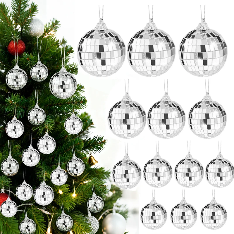 10PCS Spiegel Disco Ball Weihnachten Ball Ornament Set Weihnachten Baum Hängen Anhänger Frohe Weihnachten Dekoration für Zuhause Neue Jahr geschenk