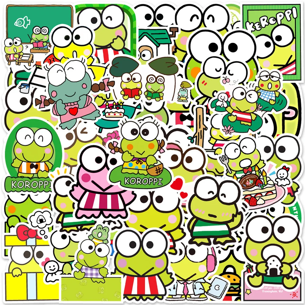 10/30/50pcs Kawaii Big Eye Frog Cartoon Kero Kero Keroppi Stickers for Kids Girls Waterproof Decals DIY Guitar Fridge Skateboard