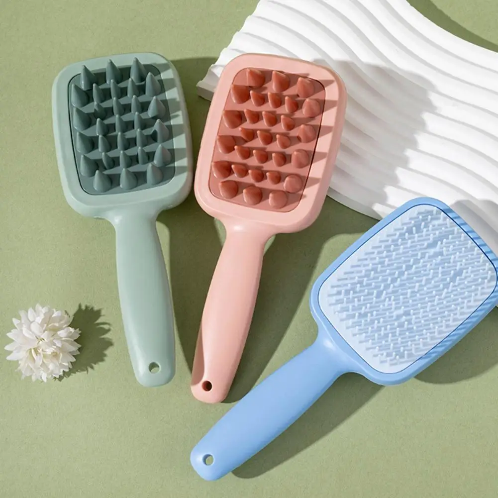 Hair Scalp Massager Double-sided Shampoo Brush with Long Handle Fine Wide Teeth Scalp Massager 2-in-1 Hair Detangling for Men