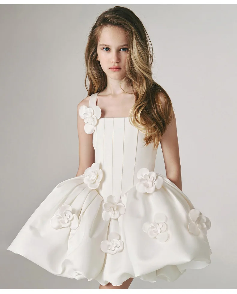 2026 New Baby Summer Girls Teenage Floral Flower Dress, Princess Kids Sweet Fashion Party Dress 8 -12 T