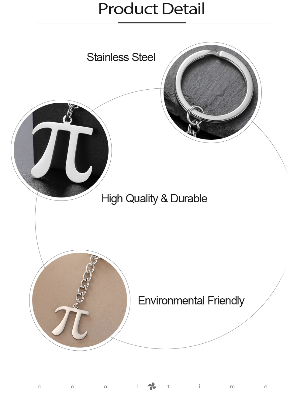 COOLTIME Mathematischer Pi-Symbol-Anhänger, Schlüsselanhänger, Edelstahl, 3.14, Mathe-Schild, Schlüsselanhänger, Schmuck, Geschenk für Mathe-Liebhaber, Lehrer – Detail 7