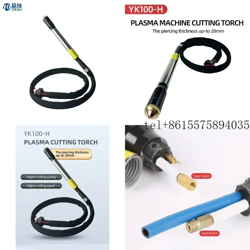 Máquina de Corte CNC Profissional YK100H com Tocha de 5m, Conjunto Completo de Tocha de Plasma Refrigerada a Ar Yikuai YK100-H de 5m