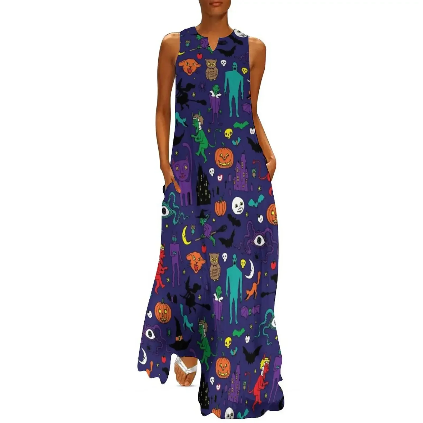 

Retro Halloween - original - Halloween pattern by Cecca Designs Long Dress women clothing 2025 new arrivals Dress