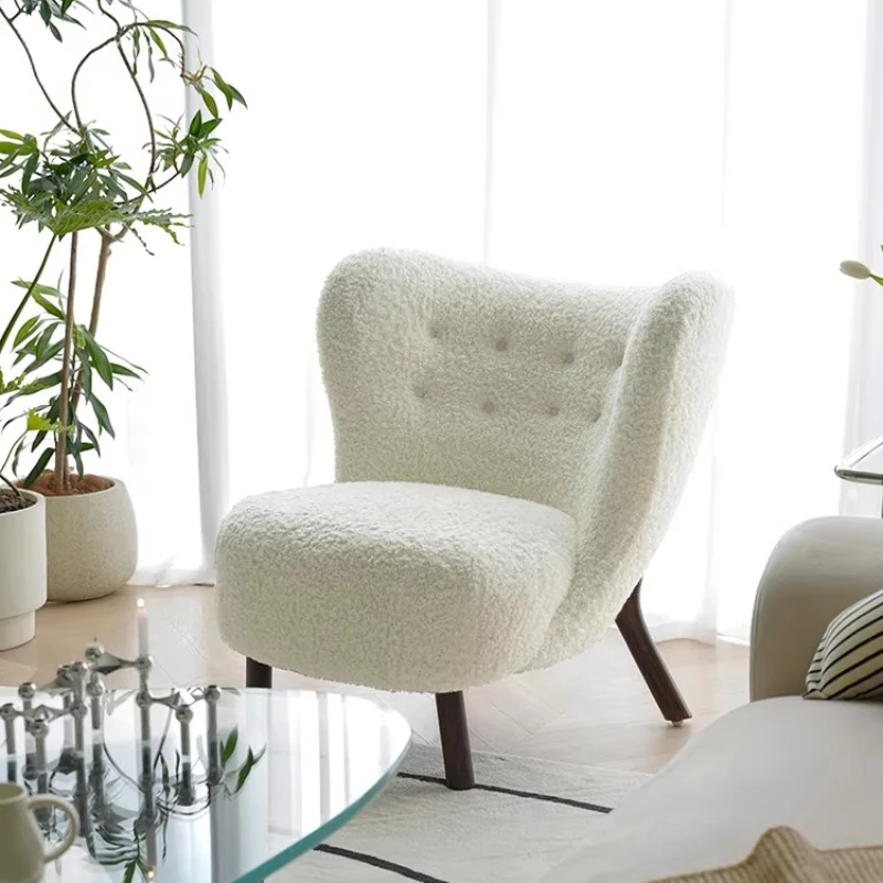

Internet celebrity single sofa chair Nordic light luxury ins lamb plush lazy retro