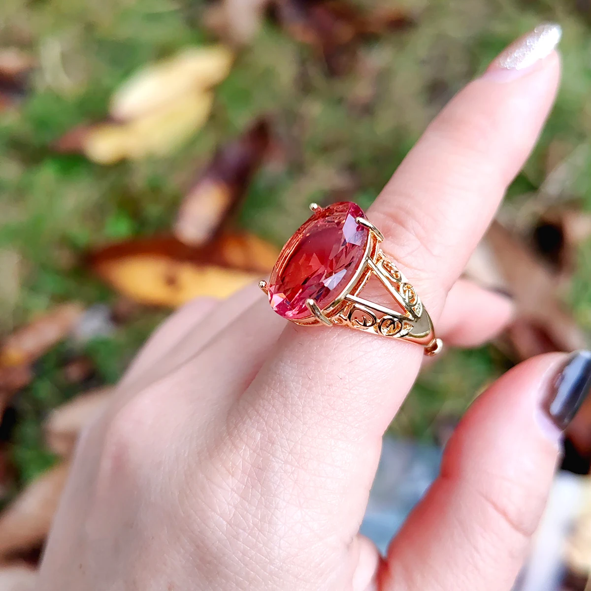 Türkischer Farbwechselnder Edelstein Sultanit Ornamente Ovaler Ring Mode Einfache Ringe für Damen Schmuck – Detail 6
