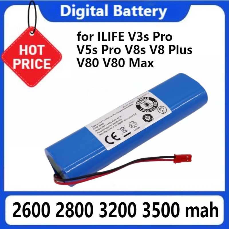 

Литий-лев аккумулятор для ILIFE V3s Pro V5s Pro V8s V8 Plus V80 V80 Max V80 Pro V3s Max 18650 2600 мАч 3500 мАч 14,4 В Замена аккумулятора
