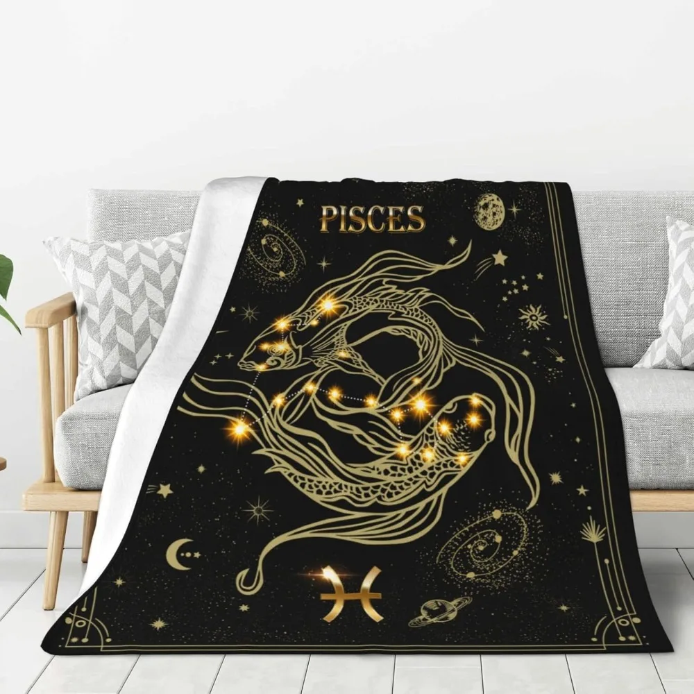 

Pisces Gifts Zodiac Blanket, 60"X50", Moon Constellation Throw Blanket, Astrology Decor, Witchy Pisces Birthday Gifts, Gothic So