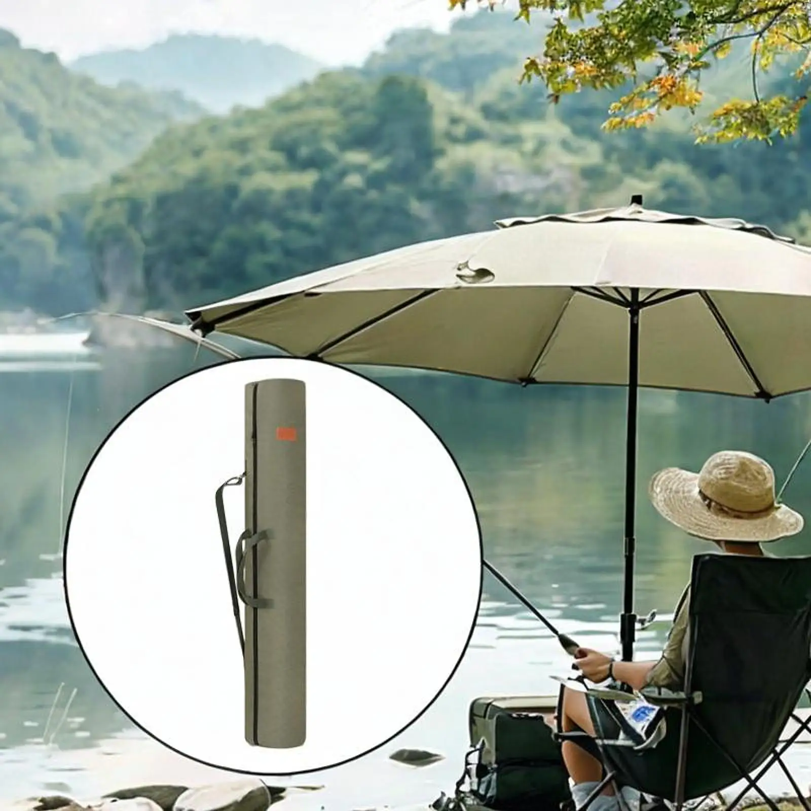 

Waterproof Fishing Rod Bag Large Capacity Canvas Reel Storage Organizer Shoulder Strap for Men and Women