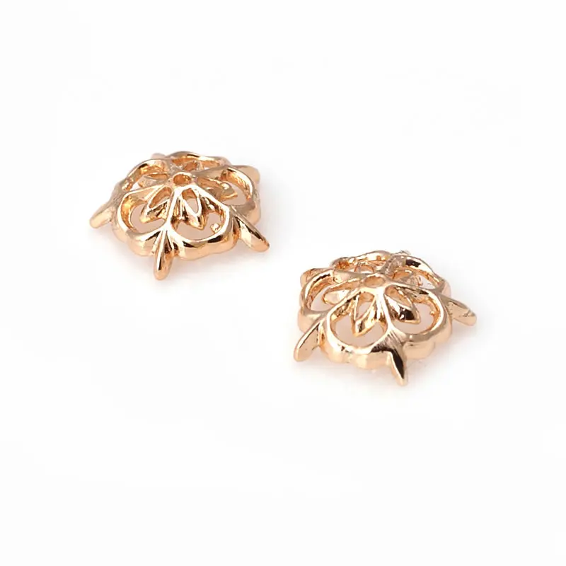 10MM 18K Gold Color Brass Snowflake Beads Caps High Quality Diy Jewelry Making Supplies Earrings Accessories for Women