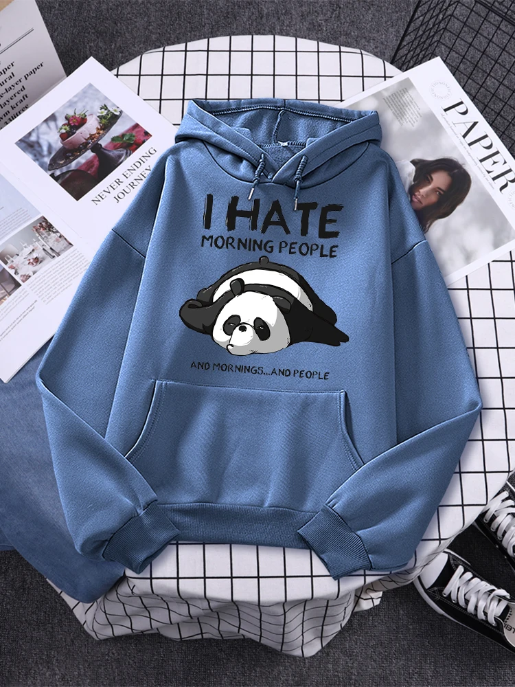 Lazy Panda I Hate Morning People Prints Hoody Woman Casual Hoodies Plus Size Sweatshirt Harajuku Girl Autumn Warm Sudaderas Tops