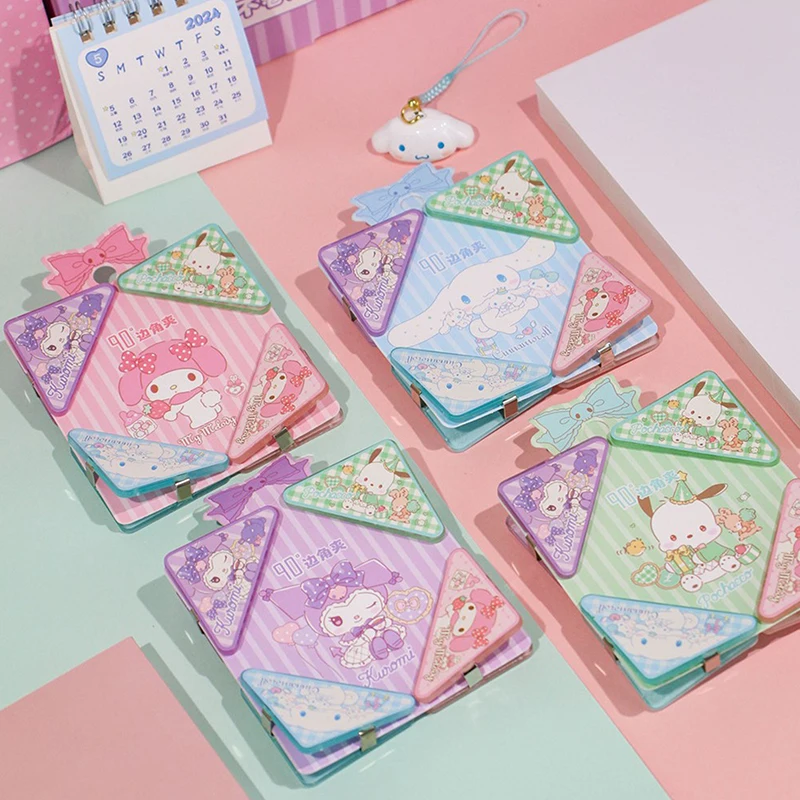 4Pcs Kawaii Sanrio Cinnamoroll Triangle Clip Cartoon Kuromi Melody Book Paper Corner Clip Binder Clip For Desk Storage