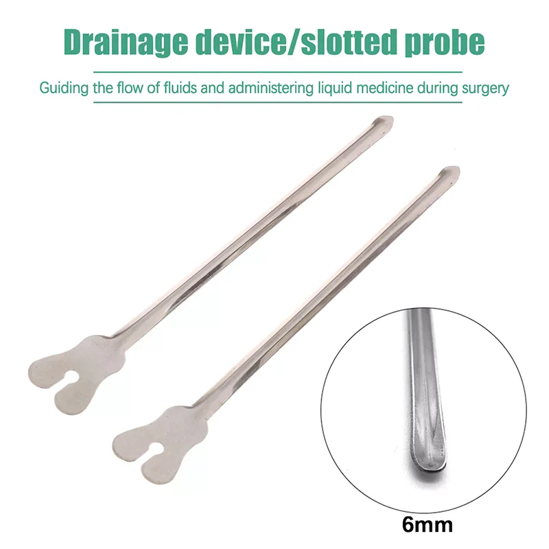 2 Pcs 304 Stainless Steel Grooved Probe Anal Grooved Stabbing Probe Examination Guides Anorectal Instruments Anorectal Probe