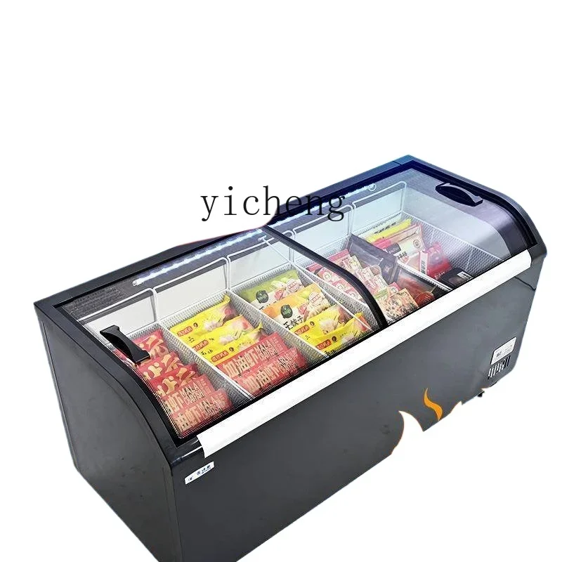 ZZ Commercial Freezer Ice Cream Curved Display Cabinet Frozen Large Capacity Horizontal Refrigerator