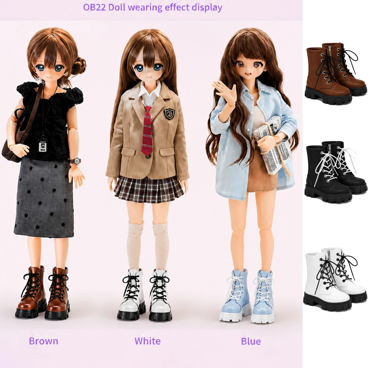 1/6 BJD Doll Shoes Accessories Fashion Knee‑high Boots Winter Vintage Boots For OB22 Babi BJD Supermodel Doll Versatile Dress-Up