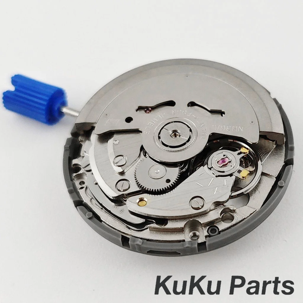 Japon véritable blanc NH36 24 bijoux couronne de mouvement automatique à remontage automatique à 3.0 et 3.8 heures Mod NH36A pièces de montre ensemble de tiges