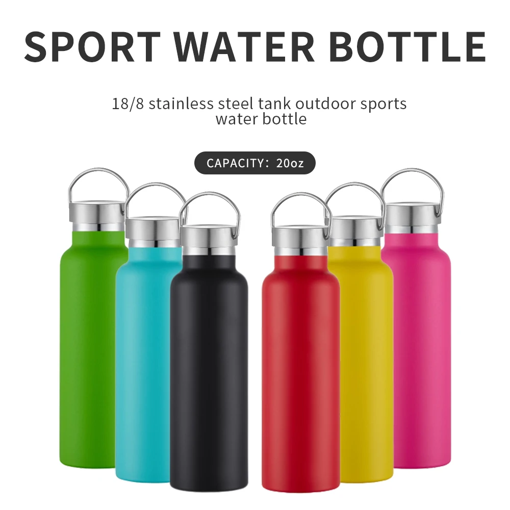 20 OZ/600ML insulated Double Walled Water Bottles Stainless Steel Sports Water Bottles 18/8 Food Grade for Cyclists, Runners