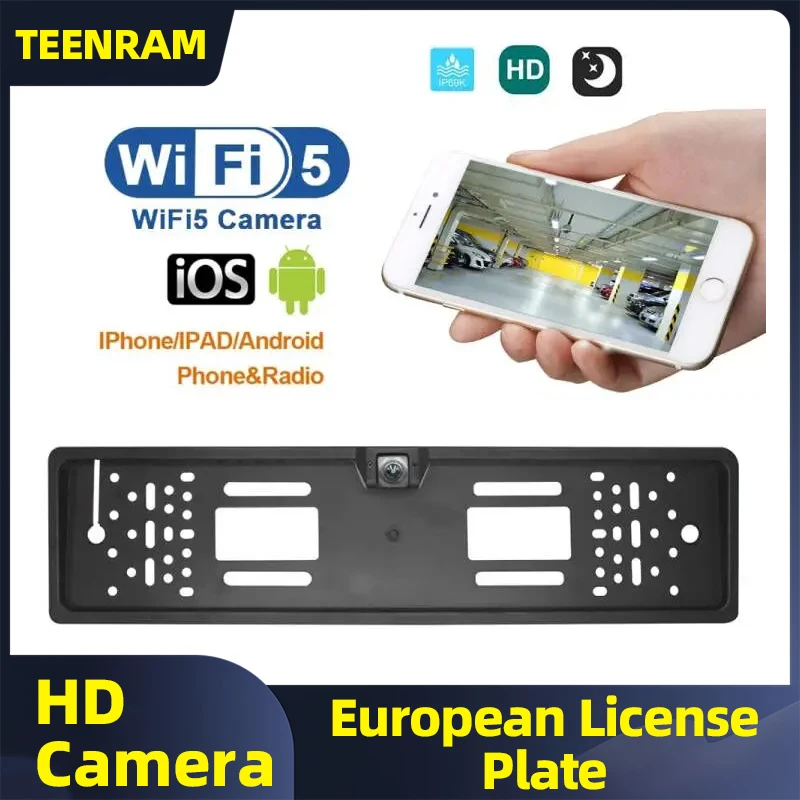 

TEENRAM для IOS/Android WIFI автомобильная камера заднего вида европейский подвесной тип FrontView WirelessCar рамка номерного знака камера заднего вида