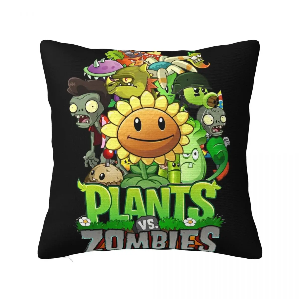 Plants-vs-Zombie Cartoon Games Game Pillowcase Printing Cushion Cover Pillow Covers Chair Decoration Zippered Multiple Sizes